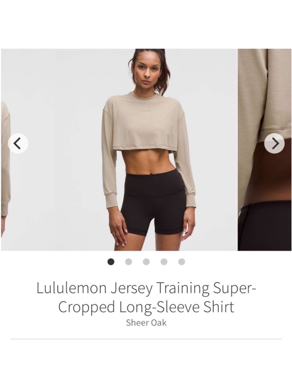 NWT Lululemon Jersey Training Super Crop Long Sleeve Sheer Oak Tan Sz 2